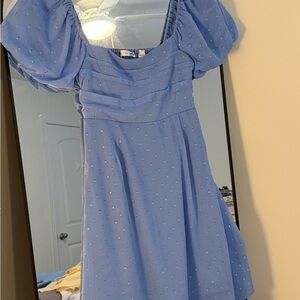 Altar'd State Blue Puff Sleeve Mini Dress